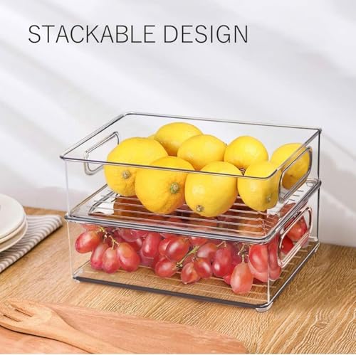 12 Pack Refrigerator Organizer Bins, 3 Sizes Stackable Clear Pantry Storage with Handles for Fridge, Freezer, Shelves, Drawer, Snack Organizer for Home & Kitchen - size: 12 Pack