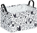 Valentine's Day Gift Basket Rec Black Heart Print Box Hamper Storage Basket Collapsible Organizer Bin Gift Shelf Baskets for Home and Kitchen - color: white-black heart