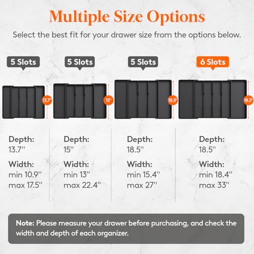 Lifewit Utensil Organizer for Kitchen Drawers, Expandable Cooking Utensil Tray, Adjustable Cutlery Silverware Flatware Holder, Plastic Spatula Tools Storage Divider, 18- 30 x 18.5", Black - color: Black, size: XXL(18-30''W x 18.5''D)