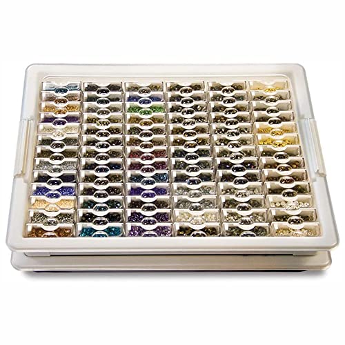 Elizabeth Ward Bead Storage Solutions Plastic Storage Tray and Bead Organizer with 78 Containers of Various Sizes, Tray, and Lid for Beads, Clear - style: 82-Piece