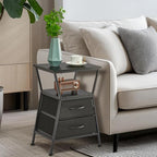 Side Tables for Bedroom Nightstand with 2 Cloth Drawer Bedside Table with Storage End Tables Living Room Sofa Couch - color: Black