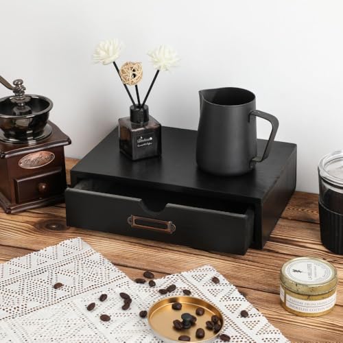 Wooden Storage Box Apothecary Drawers Vintage Wooden Drawers Wood Desktop Organizer with Drawers Countertop Drawers Library Card Catalog Cabinet Apothecary Cabinet（BLACK） - color: BLACK01
