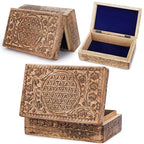 Ajuny Wooden Hand Carved Jewelry Box - Mango Wood Celtic Flower Carving Decorative Keepsake Box, Memory Box Organizer Travel Treasure Chest Trinket Holder Case Great Gifts 8x5 Inch - style: Celtic Flower