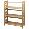 Casual Home Montego 3-Shelf Folding Bookcase, Natural , 27.5" Wide - color: Natural, size: 3-Shelf Stackable