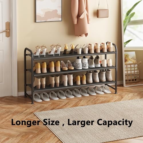 INGIORDAR Shoe Rack 3 Tier Long Storage Organizer Wide Metal Shoe Shelf for Closet Entryway Black - color: Black, size: 3 Tier