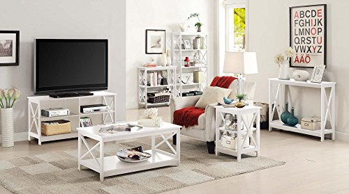 Convenience Concepts Oxford Console Table 39.5" - Sofa Table with Storage Shelf, Transitional Entryway Hall Table for Living Room and Bedroom, Display Foyer Table, White - color: White
