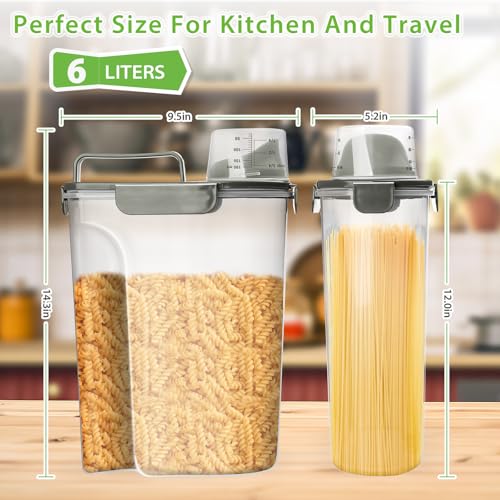 Viretec Rice Storage Container, 5 to 10lb Dry Food Airtight Dispenser, Pet Dog Cat Food Canister, BPA Free Clear Plastic Kitchen and Pantry Bin for Oatmeal, Cereal, Pasta, Flour Pack of 2 Grey - color: 3L+6L/Grey