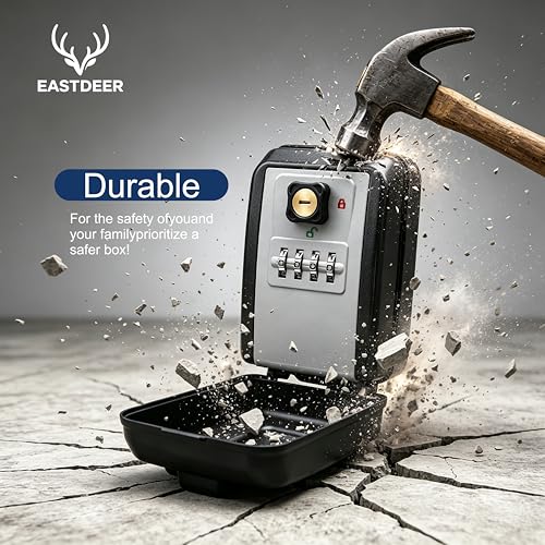Wall Mount Key Lock Box Outdoor Key Lock Box with Resettable Combination Lock Boxes for keys Wall Mounted Key Safe Boxes for Outside, Garage, Home, Office