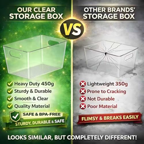 Clear Plastic Storage Bins-6 Pack Large Pantry Organizers and Storage Containers for Kitchen, Bathroom, Under-Sink, Office, Closet, Garage, Freezer and Snack - size: 6 Large & 0 Small