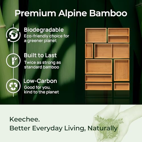 keechee Carbonized Bamboo Kitchen Drawer Organizer (Bundle: 10pc Organizers Set) - size: Bundle: 10pc Organizers Set