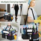 Large Rolling Cleaning Caddy with Detachable Trolley, Cleaning Supply Organizer Bag with Wheels & Multi-Pockets, Water-Resistant Cleaning Cart on Wheels for Housekeeping, Cleaner