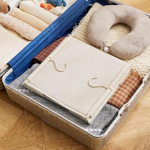 MAX Houser 5 Tier Shelf Hanging Closet Organizer, Cloth Hanging Shelf with 2 Sturdy Hooks for Storage, Foldable (Beige-D2) - color: Beige