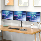 WALI Triple Monitor Mount, 3 Monitor Desk Mount for 13-27 inch Computer Screens, Holds up to 22 lbs, Triple Monitors Stand for Desk, with Tilt, Swivel, Rotation, VESA 75/100mm (M003S), Black - size: Triple, style: C-Clamp