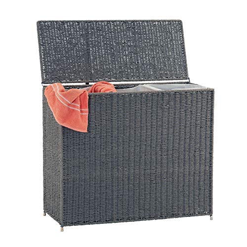 Household Essentials 3 Compartment Laundry Sorter, Wicker Laundry Sorter - color: Grey