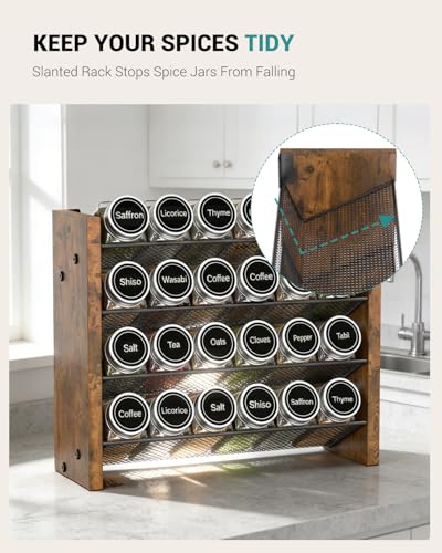 NESAPTO Spice Rack Organizer for Cabinet, Wooden 4 Tier Vertical Seasoning Organizers for Kitchen Pantry, Countertop/Wall Mount, Holds 24 Spice Jars (No Jars Included),12.2" W × 9.4" H - size: Holds 24 Jars, 12.2"W × 9.4"H