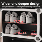 MAGINELS 8-Tier Shoe Rack,Expandable Plastic Shoe Cabinet. Shoe Storage with Door,Entryway, Closets, Hallway, and Bedroom.Accommodates Up to 48 Pairs of Shoes.Grey (3 by 8) - size: 3 by 8 (24 Pairs)