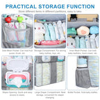 Accmor Changing Table Diaper Organizer, Hanging Diaper Caddy Organizer Stacker for Cribs Changing Table Playard Wall Baby Essentials Storage, Grey - style: Double Enlarged-Grey