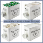 AuldHome Design Farmhouse Laundry Powder Container, White Enamelware Detergent Bin w/Scoop