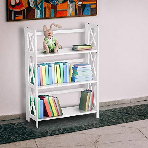 Casual Home Montego 3-Shelf White fold bookcase, 27.5" Wide - color: White, size: 3-Shelf Stackable