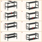 Under Sink Organizer and Storage 16.5"-30.7" Expandable Length, Adjustable Height Max 16.7" Under Sink Shelf 2 Tier with Removable ABS Panels Metal Frame for Bathroom Kitchen Pantry Cabitnet Pot Pan