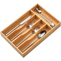 Umilife Bamboo Kitchen Drawer Organizer, 8.25 Inch Silverware Utensils Tray Holder for Small Drawer, Wood Caddy for Flatware Cutlery Knives - size: 8.25 x 13 inch (5 Slots)