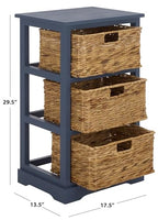 SAFAVIEH Home Collection – Halle Blue 3-Drawer Basket Storage Side Table, Coastal Accent Design, Fully Assembled (AMH5738H) - color: Blue