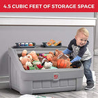Step2 2-in-1 Toy Box & Art Lid, Kids Toy Storage Bin & Organizer, Easel & Chest in One, Made of Durable Plastic, For Toddlers 2+ Years Old, Gray - color: Gray