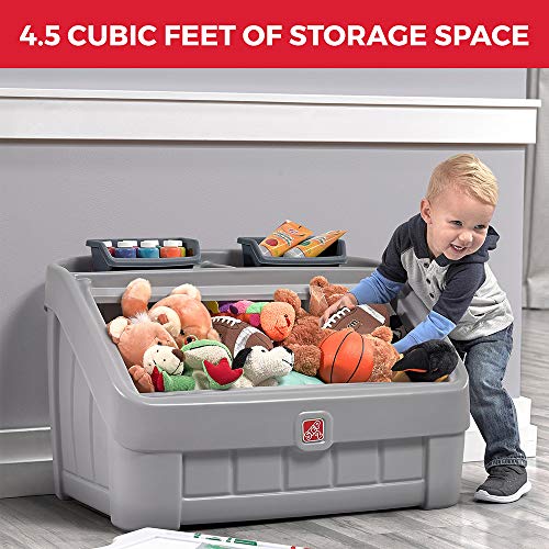Step2 2-in-1 Toy Box & Art Lid, Kids Toy Storage Bin & Organizer, Easel & Chest in One, Made of Durable Plastic, For Toddlers 2+ Years Old, Gray - color: Gray