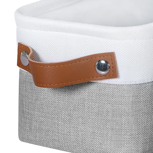 Kntiwiwo Small Fabric Storage Bins, 15x6x5 inch Narrow Storage Baskets 4-Pack Long Storage Basket for Organizing with Handles, Decorative Basket for Closets, Shelves, Toilet Paper, Grey - color: Grey, size: 15" x 6" x 5"