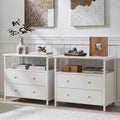 Edbuosy 27 inch Wide Night Stand Set 2 with Charging Station, Bedside Table with Open Shelf, 2 Drawers Small Wood Dresser, Modern Wood Nightstand for Bedroom/Living Room (White) - color: 2 Pack, White, size: 2 Drawers
