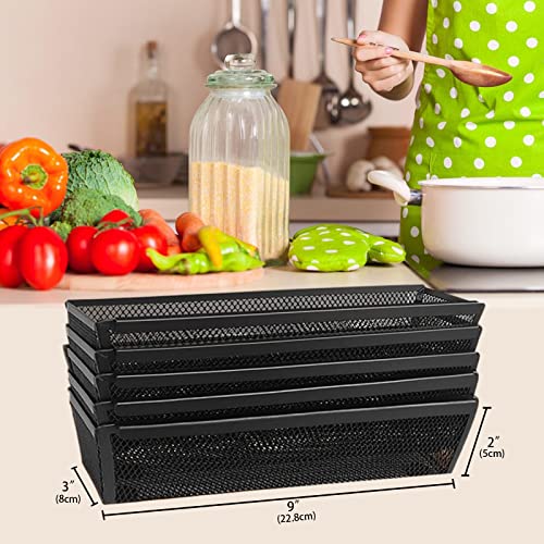 2PCS Drawer Organizer for Kitchen,Utensil Mesh Drawer Organizer with Interlocking Arm for Cosmetic,Flatware,Pen (12 * 3 * 2 Inches,Black) - color: Black(2PCS), size: 12*3*2 Inches