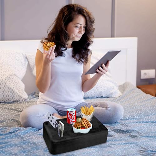 Couch Bed Cup Holder Pillow, Nisdoing 5 Hole Couch Drink Holder! Keep Drinks Hand Side and KeepTemp, Prevent Spills and Use Anywhere.Cup Holder for Couch, Bed,Camping,RV,Car,Beach.Black - color: Black