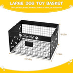 Bfttlity Dog Toy Basket - Large Dog Toy Box with Handles and Label Position Design for Living Room, Metal Dog Toy Bin Storage for Dogs Chew Pets Toys, Blankets, Clothes, Food (Black) - color: Large Black