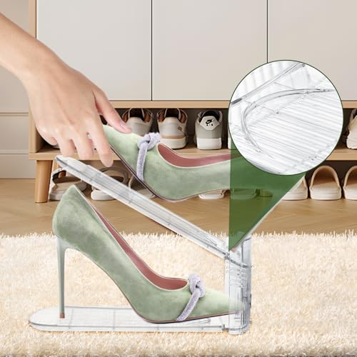 Clear Shoe Slot Organizer, 30 Pack Adjustable Shoe Slots Organizer for Closet Clear Shoe Stackers Shoe Rack Holder Shoes Space Savers for a Pair of Shoes - color: Transparent, size: 30 PACK