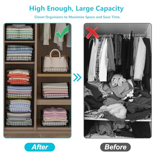 Hongtamoya 4-Tier Sliding Closet Organizers and Storage Shelves, Stackable Closet Shelf Organizer Basket Bins, Drawer Shelf Storage Container for Wardrobe Cupboard Kitchen Bathroom Office, Black - color: Black, size: 12"D x 15.9"W x 31.7"H | Slide-Out