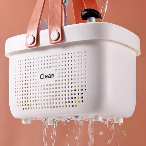 JiatuA Plastic Storage Basket with Handle Portable Shower Caddy Tote Organizer Basket Bin for Bathroom Kitchen Dorm Room Bedroom, Small White - color: White, size: Small