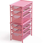 Simple Houseware Stackable 3 Tier Sliding Basket Organizer Drawer, Pink - color: Pink, size: 3-Tier
