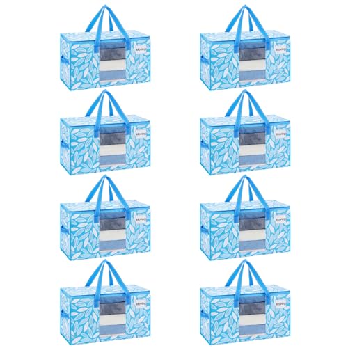 VENO 8 Pack Heavy Duty Moving Bags, Clothes and Comforter Storage Bags with Clear Window, College Dorm Essentials Packing Supplies, Foldable Boxes Alternative (Spring Breeze, 8 Pack) - color: Spring Breeze, size: 8 Pack