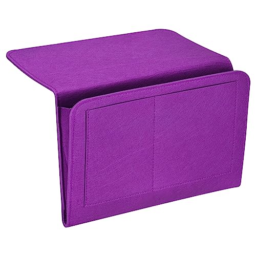 PATIKIL 13in Bedside Caddy, Bed Caddy Bedside Organizer Hanging 5 Pocket Soft Felt Bed Pockets Bedside Storage Organizer Remote Control Holder for Bedroom Phones Glasses, Purple - color: Purple, size: 12.6*8.6inch