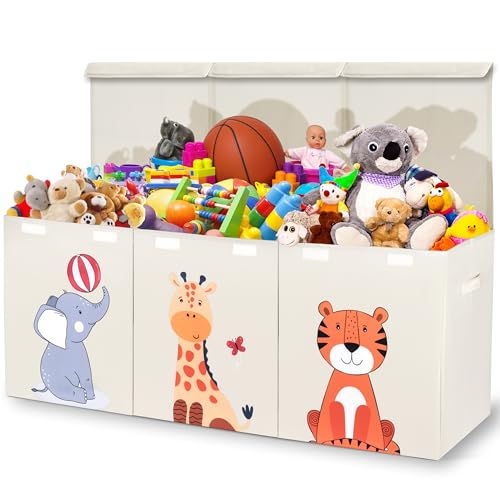 Zebra Baby Toy Storage Organizer for Kids and Toddlers, 40" x 13.5" x 16.5" - Large Collapsible Toy Chest for Living Room - Box, Bin, Organizer for Boys and Girls, Extra Big - color: Safari Yellow