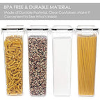 Vtopmart Airtight Food Storage Containers with Lids, 4 PCS 2.8L Pasta Containers for Pantry Organization and Storage, BPA Free Kitchen Canisters for Spaghetti, Flour, Sugar and Noodles, Black