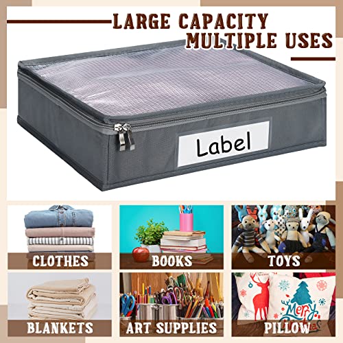 Panelee 6 Pcs 14 x 12 x 3 Inch Sweater Storage Bags Easy Gliding Zippered Sweater Package Organizer Closets Under The Bed Zippered Storage Bags with Label Pocket to Avoid Dust Dirt(Gray) - color: Gray
