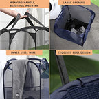 2 Laundry Baskets, pop-up Laundry Baskets, Foldable mesh Laundry Baskets (Each with 2 Reinforced Handles, Blue - color: 2 blue