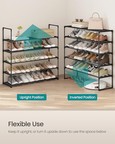 SONGMICS Shoe Rack, 5-Tier Shoe Organizer, Metal Storage Shelf, Upright or Upside Down, for 20-25 Pairs, Stackable, for Entryway, 11.8 x 36.2 x 35.4 Inches, Black ULSA305BH01 - color: Black, size: 5 Tiers (36.2"W)