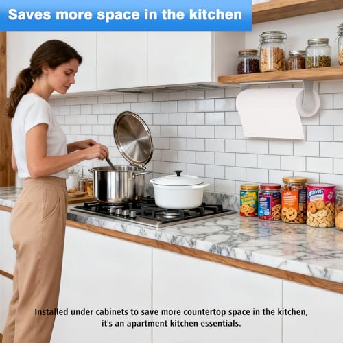 Paper Towel Holder Under Cabinet, Stainless Steel, Silver, Adhesive & Wall Mount, Under Counter Paper Towel Rack for Kitchen and Bathroom, Home and Kitchen Decor - color: Silver