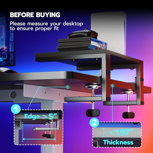 ARES WING Clamp-On Desk Extender & Monitor Shelf – 15" x 9.8" Space Booster, Freestanding or Clamp Mount, Holds 44 lbs, No Drill Desktop Organizer for Office/Gaming, Black - size: 15“, style: no hook