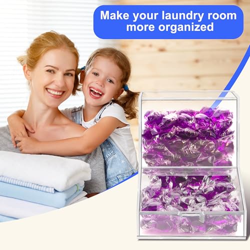 Laundry Pods Container with Spoon, Acrylic Candy Dispenser with 2 Lid, Dishwasher Pod Holder, Laundry Detergent Container, Laundry Organization for Laundry Room, kitchen, Office Used- Stand, 1pcs - color: 1pack