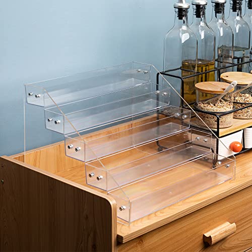 Acrylic Spice Rack, Tiered Spice Rack Shelf Seasoning Organizer for Countertop, Cabinet, Pantry, Kitchen Storage - 5 Tier, 2PCS - color: 2PCS, size: 5Tier