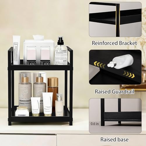 Anyoifax Bathroom Counter Organizer 2 Tier Vanity Storage Countertop Shelf Makeup Organizer Perfume Tray Skincare Holder for Sink, Dresser, Kitchen, Small Black - color: Black, size: Small