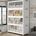 240QT Extra Large Stackable Storage Bins with Lid, 60Gal Plastic Closet Organizers and Storage Drawer, Collapsible Cabinet Box with Wheels Clear Doors for Home Kitchen Office, 4Pack White - size: 60QT, style: 4Pack